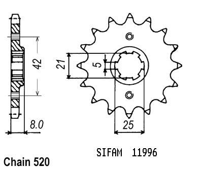 Priekinė žvaigždė YAMAHA TT 600 '82-92 14dantų
