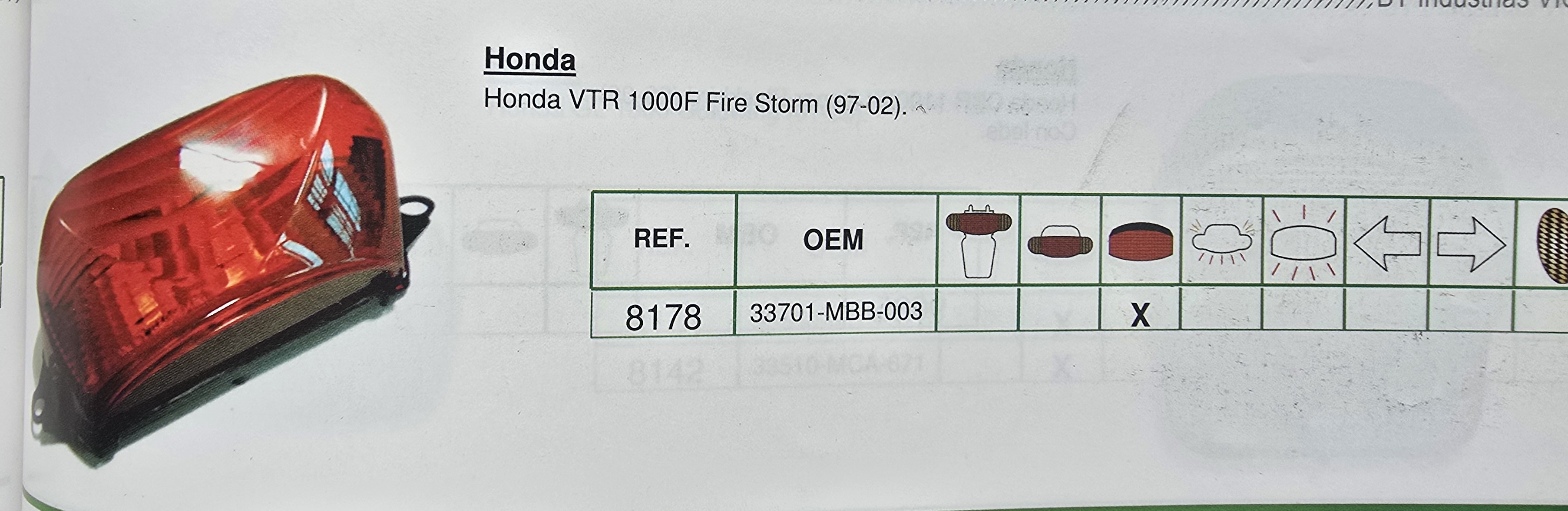 Galinis žibintas HONDA VTR 1000 Fire Storm
