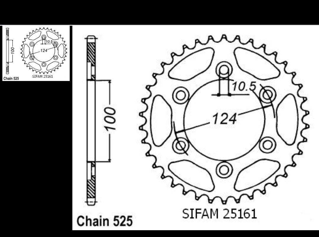 Galinė žvaigždė Ducati 944 ST2 97 42 dantų